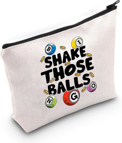 JXGZSO Bingo Gambler Gift Shake Those Balls Makeup Bag Lucky Bingo Pouch Bag Bingo Game Lover Gift (Shake those balls shopping black) in Saudi Arabia