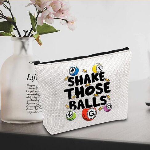 JXGZSO Bingo Gambler Gift Shake Those Balls Makeup Bag Lucky Bingo Pouch Bag Bingo Game Lover Gift (Shake those balls shopping black) in Saudi Arabia