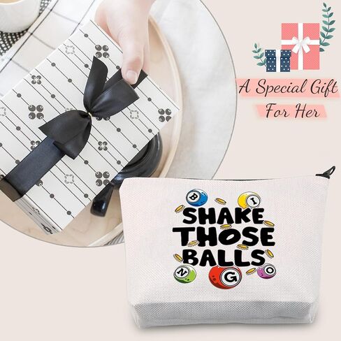 JXGZSO Bingo Gambler Gift Shake Those Balls Makeup Bag Lucky Bingo Pouch Bag Bingo Game Lover Gift (Shake those balls shopping black) in Saudi Arabia