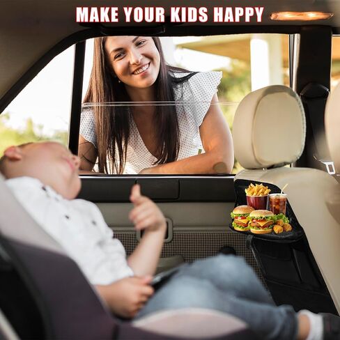 ENOCHT 600D منظم المقعد الخلفي للسيارة، منظم تخزين السيارة المقاوم للماء مع صينية السيارة 7 جيوب تخزين، واقي المقعد الخلفي للأطفال، منظم ملحقات السفر باللون الأسود (أسود-عبوة واحدة) in Kuwait