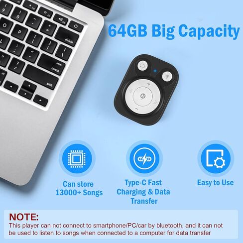 Bluetooth MP3 Player with OTG Function, 64GB Mini MP3 with Clip, Portable Lightweight Music Player with Earphone for Sports, Running, Cycling, Exercise in Saudi Arabia