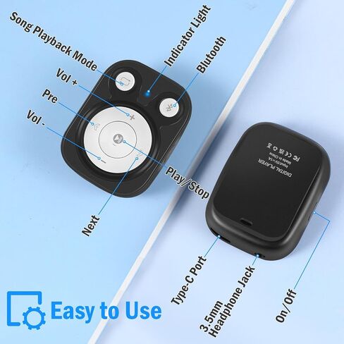 Bluetooth MP3 Player with OTG Function, 64GB Mini MP3 with Clip, Portable Lightweight Music Player with Earphone for Sports, Running, Cycling, Exercise in Saudi Arabia