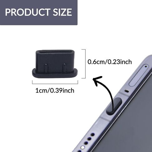 50 قطعة من قابس الغبار USB C، منظف منفذ USB C من السيليكون الأسود، غطاء حماية لمنفذ الشحن USB C مع فرشاة تنظيف لهاتف Huawei Glory Xiaomi جميع أجهزة USB C in Kuwait