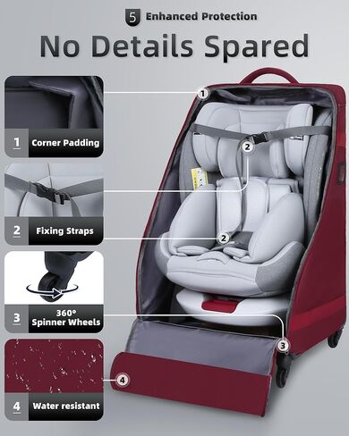 حقيبة ظهر لمقعد السيارة مع عجلات للسفر الجوي، حامل غطاء مقعد السيارة مبطن كبير جدًا للطائرة، حقيبة فحص بوابة المطار السوداء مقاومة للماء للرضع، ملحقات مقعد السيارة الداعم القابل للتحويل in Kuwait