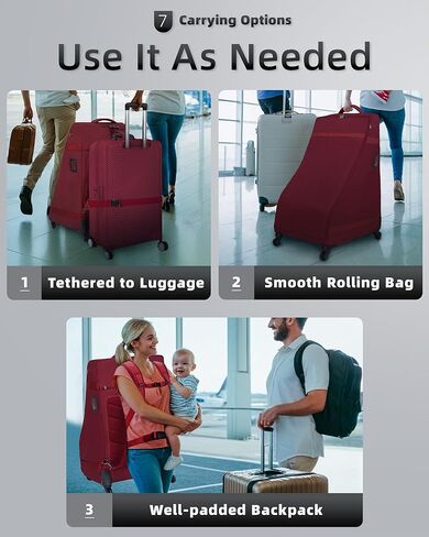 حقيبة ظهر لمقعد السيارة مع عجلات للسفر الجوي، حامل غطاء مقعد السيارة مبطن كبير جدًا للطائرة، حقيبة فحص بوابة المطار السوداء مقاومة للماء للرضع، ملحقات مقعد السيارة الداعم القابل للتحويل in Kuwait