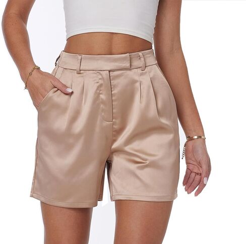 Women's Satin Silky Shorts Dressy Casual Party Wedding Club Shiny Metallic Pants Shorts in Saudi Arabia