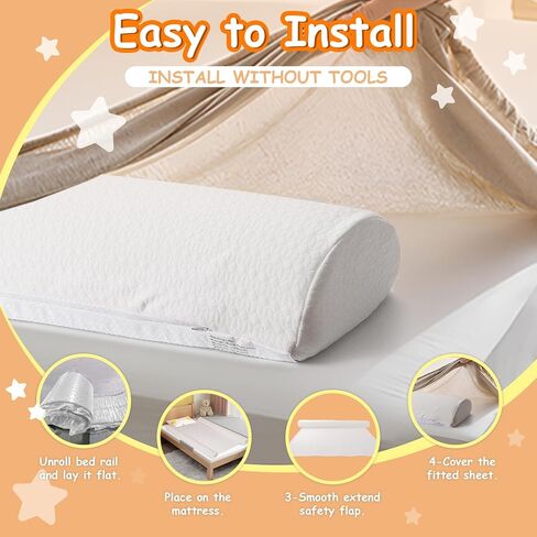 omzer Toddler Bed Rail Bumper - Bed Rail Guard Premium Foam Bed Bumpers for Toddlers with Secure Fit and Easy Cleaning Ideal for Travel and Home Use in Kuwait