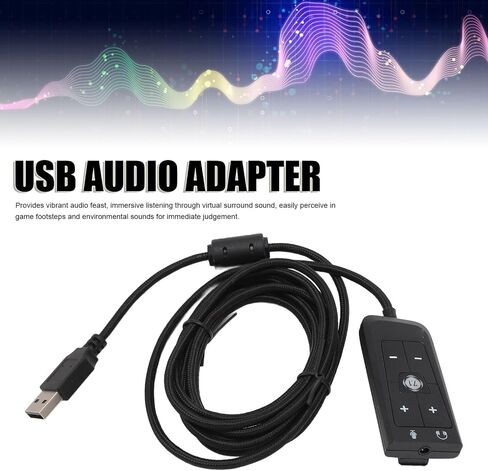 USB to 3.5mm Jack Audio Sound Card Adapter for Kingston for HyperX Cloud II, USB to Aux 3.5mm External Audio Converter with LED Indicator, Volume Control, for PS5, for Series in Saudi Arabia