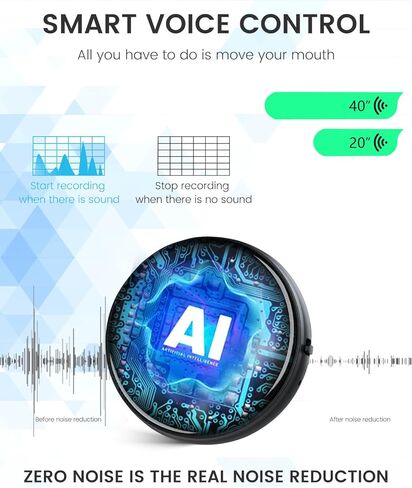 64GB Voice Recorder, 3072Kbps Recording Device, Voice Activated Recorder with 800 Hours Capacity, Audio Recorder with AI-Intelligent Triple Noise Cancellation, Ideal for Lectures, Meetings, Interviews in Kuwait