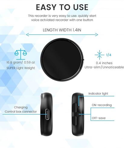 64GB Voice Recorder, 3072Kbps Recording Device, Voice Activated Recorder with 800 Hours Capacity, Audio Recorder with AI-Intelligent Triple Noise Cancellation, Ideal for Lectures, Meetings, Interviews in Kuwait