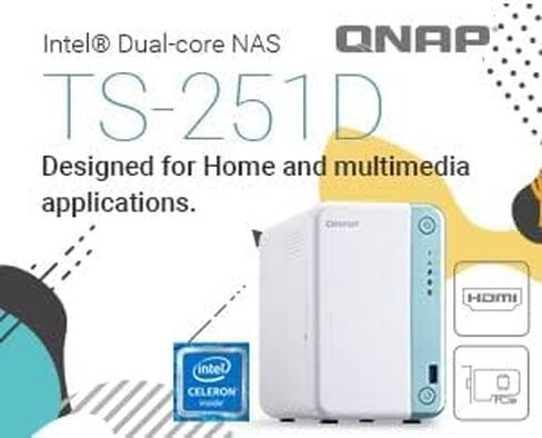 QNAP TS-251D-2G 2 Bay Home NAS مع وحدة المعالجة المركزية Intel® Celeron® J4005 ومنفذ واحد بسرعة 1 جيجابت in Kuwait