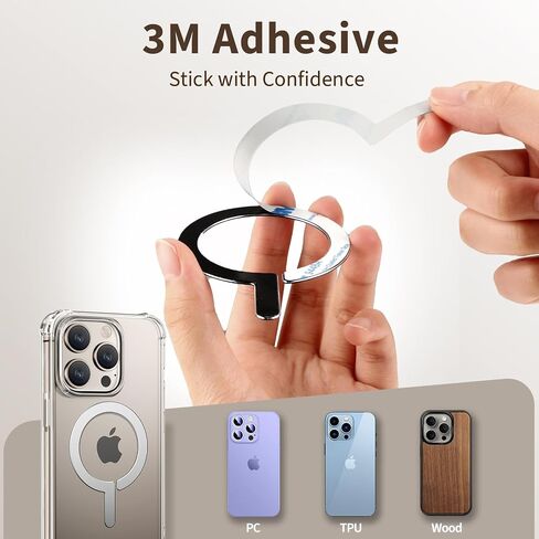 FlyCoco 2 Pack Magnetic Ring Compatible with MagSafe, Universal MagSafe Sticker, Magnetic Adapter Ring Wireless Charging for iPhone 15/14/13/12/11 and More, with 3M Adhesive, Black in Saudi Arabia