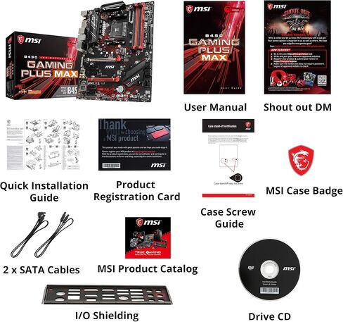 اللوحة الأم MSI Performance Gaming AMD Ryzen 2ND والجيل الثالث AM4 M.2 USB 3 DDR4 DVI HDMI Crossfire ATX (B450 Gaming Plus Max) in Saudi Arabia