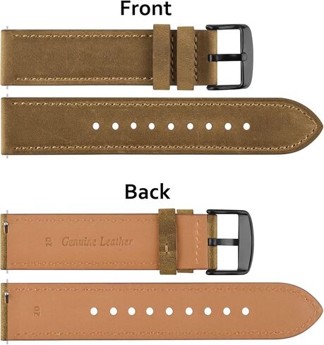Meliya 20mm Watch Bands Quick Release Genuine Leather Replacement Wristband Straps for Men Women in Saudi Arabia