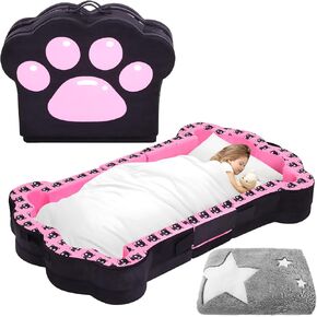 Portable Toddler Bed,Toddler Floor Bed for Toddlers,Foldable Toddler Travel Bed for 1-3 Kids,Soft,Safe and Washable