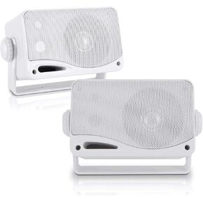 Pyle PLMR24 3.5 Inch 3 Way Marine Audio Speakers Outdoor Weatherproof (2 Pair)