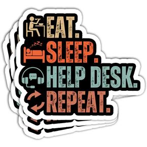 (3 قطع) ملصق متكرر لمكتب المساعدة في الأكل والنوم، ملصقات مكتب المساعدة المضحكة، ملصقات الدعم الفني، ملصقات الكمبيوتر المضحكة، ملصقات مكتب المساعدة، تزيين الهدايا لجهاز الكمبيوتر المحمول، زجاجة، نافذة السيارة، 3 بوصات × 4 بوصات in Kuwait