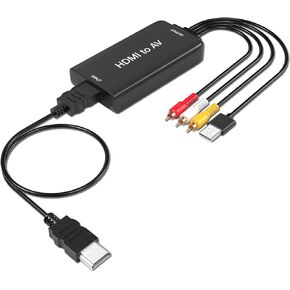 HDMI to RCA Converter,HDMI to AV 3RCA CVBS 1080P Composite Video Audio Converter Supports PAL/NTSC for TV Stick, Roku, Android TV Box