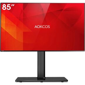 Universal Swivel TV Stand Table Top Stand for 43 to 85 inch TVs 50 Degree Swivel, 8 Level Height Adjustable with Tilting, Heavy Duty Tempered Glass Base, Holds up 132lbs, MAX VESA 400x600mm