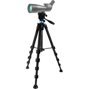 72.4 inch Spotting Scope and Binoculars Heavy Duty Tripod, Shooting Hunting Rest V Yoke Stand with Binoculars Adapter, Compatible with Monocular/Astronomical Telescope/DSLR Camera/Projector(Load 22Lb)