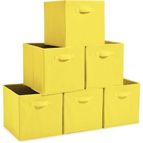 مجموعة EZOWare مكونة من 6 صناديق سلة قماشية قابلة للطي، مكعب منظم تخزين قابل للطي مقاس 33.02 سم × 38.1 سم × 33.02 سم مع مقبض لملابس الحضانة - أخضر كالي in Kuwait