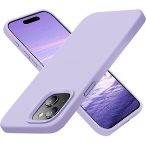 حافظة Mizi من السيليكون السائل لهاتف iPhone 15 Plus 6.7 بوصة، غطاء حماية نحيف من 3 طبقات من مطاط الجل الناعم مقاوم للصدمات مع بطانة من الألياف الدقيقة المضادة للخدش، غير قابلة للانزلاق، خالية من الغبار - أرجواني