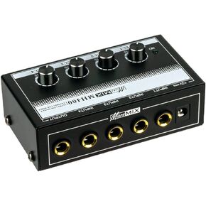 4 channel 6.35mm TRS or 3.5mm Audio Mixer Headphone Amplifier 4 in 1 out 2 in 1 out Mixer Controller MH400 4 port Cell Phone Computer External Audio Headphone Amplifier Speaker