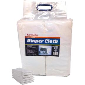 Prefold Diaper Cloth – 100 Percent Cotton Burp Cloths, Heavy Weight 6 Ply Prefolded Burpcloths for Babies & Cleaning Use, 21“x14", Reusable, Washable & Absorbent White Diapers (Pack of 6)