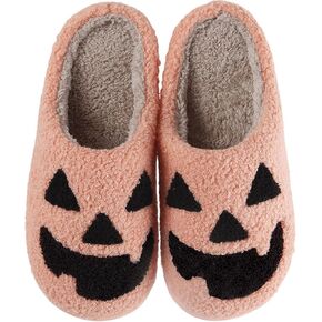 Halloween Slippers Pumpkin Slippers for Womens Mens Cute Comfy Bedroom Slippers For Women,Home Slippers House Slippers,Ladies Fuzzy Slippers,indoor Outdoor Memory Foam Slippers For Women Men