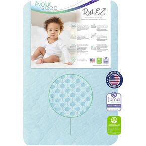 مرتبة سرير أطفال صغيرة Evolur Rest EZ 2 في 1، معتمدة من JPMA وGreenguard Gold، مصنوعة من مواد مستدامة مُعاد تدويرها، بيضاء in Kuwait