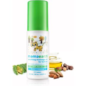 Mamaearth Soothing Baby Massage Oil | Long Lasting Moisturization with Sesame, Almond & Jojoba Oil | Gently Nourishes & Softens Delicate Skin of Babies | 3.38 Fl Oz/100ml