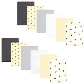 Hudson Baby Unisex Baby Flannel Burp Cloth 12pk, Honey Bee, One Size