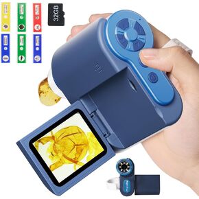 HP20 Microscope for Kids 1000X [3-in-1] [Easy and Fun] 2" 1080P Handheld Digital Microscope, Portable Pocket Microscope Miniscope, 10MP USB Mini Scope for Kids, PC View, 32GB, Yellow