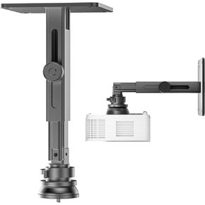 Projector Stand, Single Hole Hanging Height Adjustable Projector Wall Ceiling Mount, Universal Projector Mount with Retractable Arms - Aluminum Alloy Material, Load 33 lbs - Black