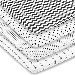 ملاءات Pack n Play - ملاءات العبوة واللعب 4 عبوات - ملاءات مرتبة من القطن المنسوج فائق النعومة بنسبة 100% - ملاءة لعب محمولة - ملاءات سرير صغيرة مناسبة للأولاد والبنات (24 × 38 × 5) in Kuwait