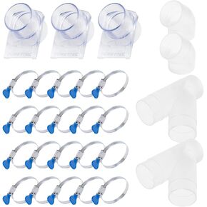 POWERTEC 2-1/2 Inch Dust Collection Fittings Kit with Clear Connectors, Blast Gates and Stainless Steel Hose Clamps for 3 Machine Setup, Dust Collection System for Dust Collection Hose (70374)