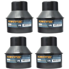 POWERTEC 70136-P4 4 Inch Hose to 2-1/2 Inch Hose Cone Reducer, Dust Collection Fittings for Dust Collection Hose, Dryer Vent Hose & Shop Vacuum Hose Connection, 4 Pack