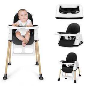 3 in 1 High Chairs for Babies and Toddlers, Convertible High Chair, High Chair with Foot Rest and Double Tray, Easy to Clean, Compact and Versatile, Perfect for Growing Kids, Gray