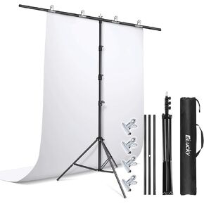 Backdrop Stand for Parties, 6.5X8 ft Heavy Duty T-Shaped Background Stand, Includes 4 Clamps, and Carrying Bag, EZLucky Adjustable Backdrops for Photography, Parties, Photo Booths & Projector Screens