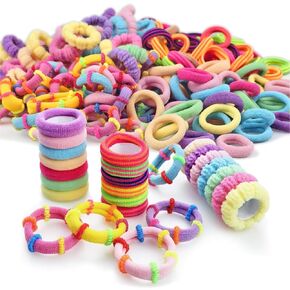 200 Pcs Baby Hair Ties, Cotton Toddler Hair Ties for Girls and Kids, Multicolor Small Seamless Hair Elastic Bands Soft Ponytail Holders(4 Types,10+ Colors)