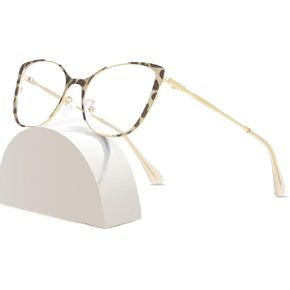 Cat Eye Blue Light Blocking Glasses Metal Frame for Women, Anti Glare/UV400/Eye Strain RG8817