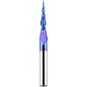 Tapered Ball Nose End Mills 1/4" Shank, 1/16" Tip Diameter (1/32" Radius), 5.4 Degree, Solid Carbide CNC Router Bits for 2D/3D Milling Engraving Carving