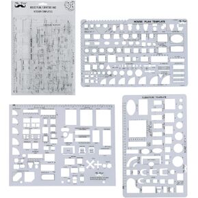Mr. Pen- House Plan, 3 Pack, Orange, Interior Design and Furniture Templates, Drafting Tools and Ruler Shapes for Architecture, Drafting Tools, Architecture Supplies, Drafting Templates
