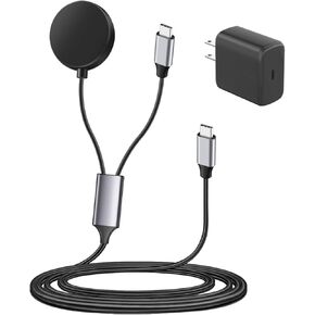 2 in1 USB C Fast Charger for Samsung Galaxy Watch 7/6/6 Classic/5/5 Pro/Ultra/FE, Galaxy Watch 4/3/Active 2/Active and Galaxy S24/S23 Ultra/S22/21/20 Note20/10 Phone Fast Charging