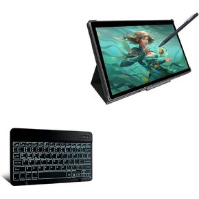 لوحة مفاتيح BoxWave متوافقة مع Simbans PicassoTab XL (11.6 بوصة) - لوحة مفاتيح بلوتوث SlimKeys - مع إضاءة خلفية، لوحة مفاتيح محمولة مع إضاءة خلفية مريحة - أسود داكن