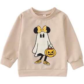 Halloween Sweatshirts for Toddler Baby Girls Ghost Pumpkin Pullover Sweater Shirt Crew Neck Tops Long Sleeve Clothes