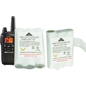 2x BATT3R Rechargeable Battery Pack Replacement For Midland BATT3R BATT-3R, AVP14 LXT600 LXT-600 LXT630 LXT630X3 LXT633 T50, T60, T51, T61, T55, T65, X-Talker Walkie Talkie Radios Batteries 1000mAh