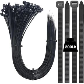 Large Zip Ties Heavy Duty 24 inch Cable Ties 100 Pack Black Wire Ties Reusable UV Resistant Black Zip Ties 200lbs for Indoor and Outdoor use