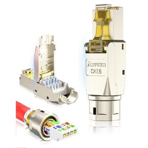 AMPCOM STP CAT6 RJ45 Connector Zinc-Alloy Tool-Free Ethernet Field Termination Modular Plug -12 Pack