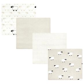 Hudson Baby Unisex Baby Cotton Flannel Receiving Blankets, Taupe Sheep, One Size